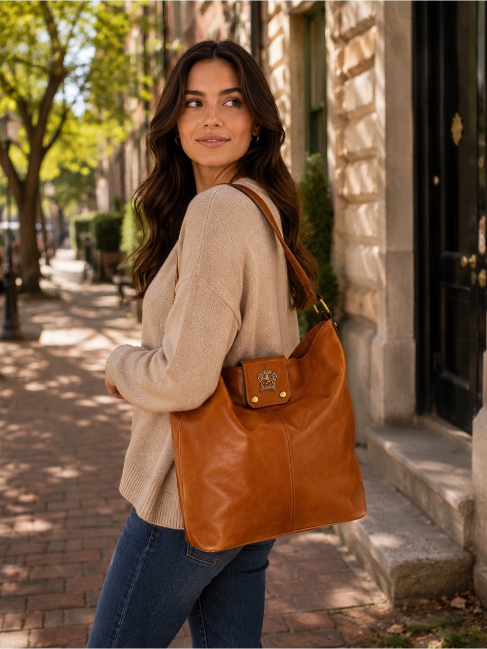 Pratesi Frienze Italian Leather hobo bag